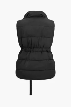 MICAS Outerwear|Outerwear-Belted Padded Vest BLACK