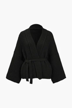 MICAS Outerwear|Knitwear-Belted V-neck Sweater Cardigan