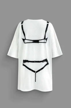 MICAS Mini Dresses-Bikini Print Round Neck Mini T-shirt Dress