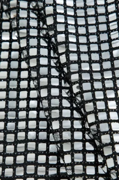 MICAS Skirts-Block Pattern Sequin Skirt SILVER