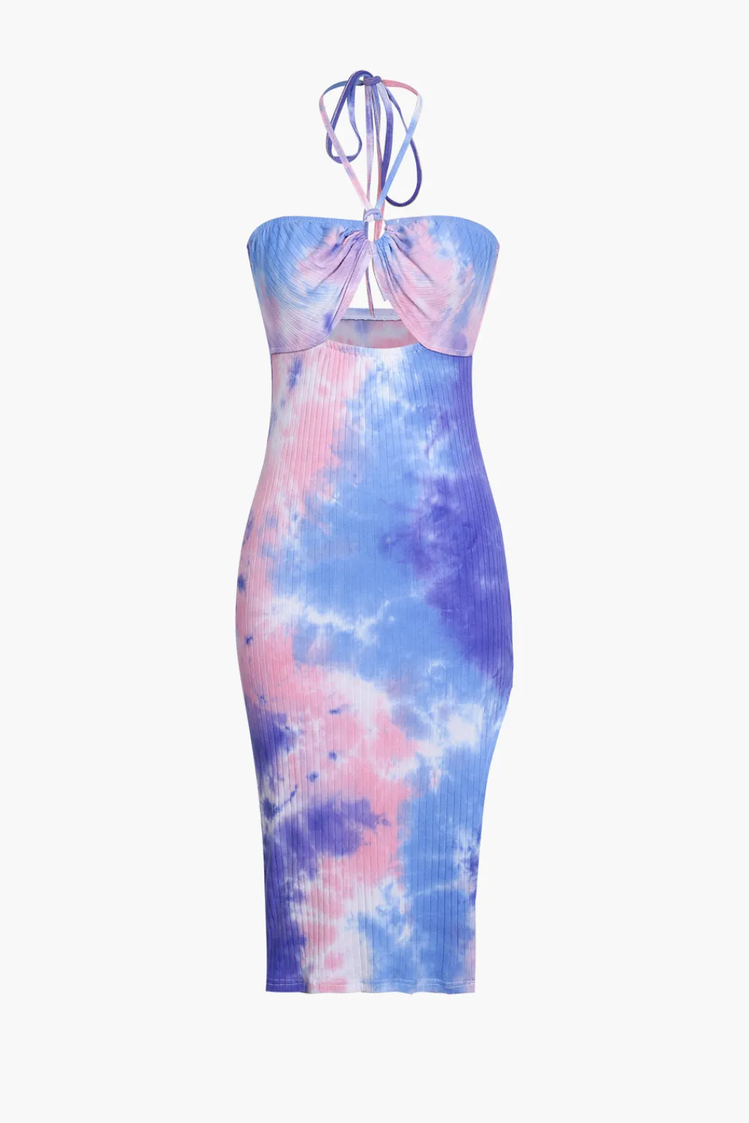 MICAS Midi Dresses-Blue Tie Dye Halter Neck Midi Dress MULTICOLOR