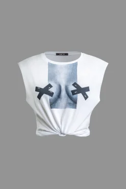 MICAS T-Shirts-Body Print Sleeveless T-shirt