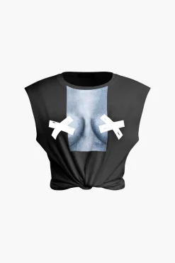 MICAS T-Shirts-Body Print Sleeveless T-shirt