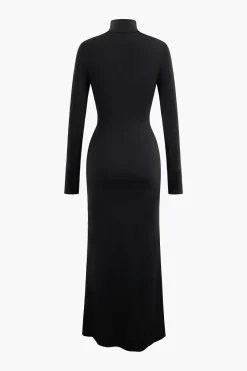 MICAS Long Sleeve Dresses|Maxi Dresses-Body Print Turtle Neck Long Sleeve Maxi Dress