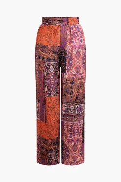MICAS Pants-Bohemian Print Straight Leg Pants RED