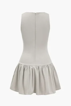 MICAS Mini Dresses-Bow Detail Sleeveless Mini Dress BEIGE