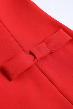 MICAS Long Sleeve Dresses|Mini Dresses-Bow Long Sleeve Mini Dress RED