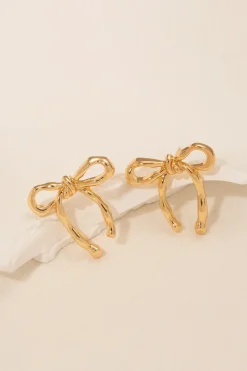 MICAS Accessories-Bowknot Simple Earrings GOLD