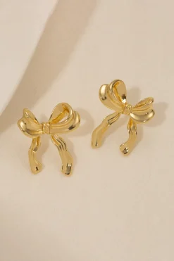 MICAS Accessories-Bowknot Simple Earrings GOLD