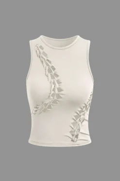 MICAS Skirt Sets|Vacation Sets-Braided Cut Out Round Neck Tank Top And Skirt Set