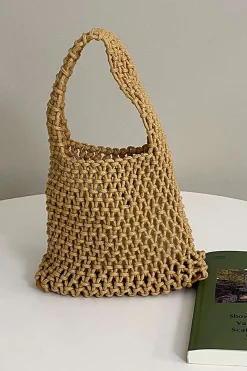 MICAS Bags|Accessories-Braided Tote Bag KHAKI