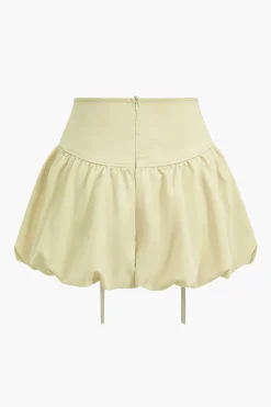 MICAS Skirts-Bubble Hem Mini Skirt With Zip Pocket Detail KHAKI