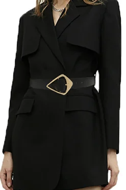 MICAS Accessories-Buckle Wide Waist Belt BLACK