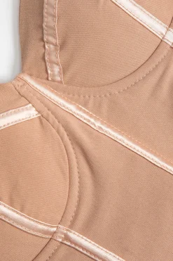 MICAS Long Sleeve Tops|Long Sleeves Tops-Bustier Mesh Patchwork Long Sleeve Top