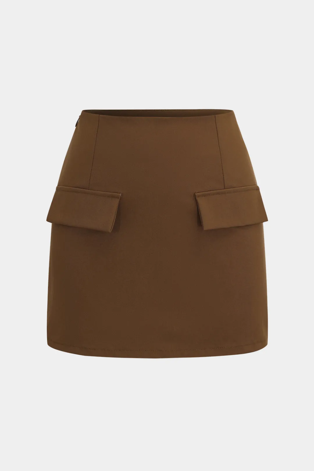 MICAS Skirt Sets-Button Detail Fake Pocket Skirt Set OLIVE