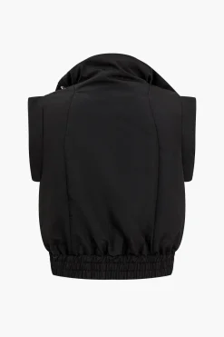 MICAS Outerwear|Outerwear-Button Detail Padded Vest BLACK