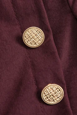 MICAS Pants-Button Detail Wide-Leg Pants BURGUNDY