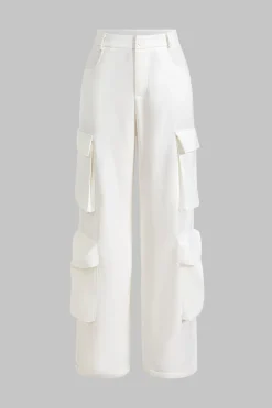 MICAS Pants-Button Flap Pocket Trousers WHITE