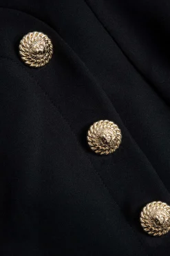 MICAS Skirts-Button High Waist Skirt BLACK