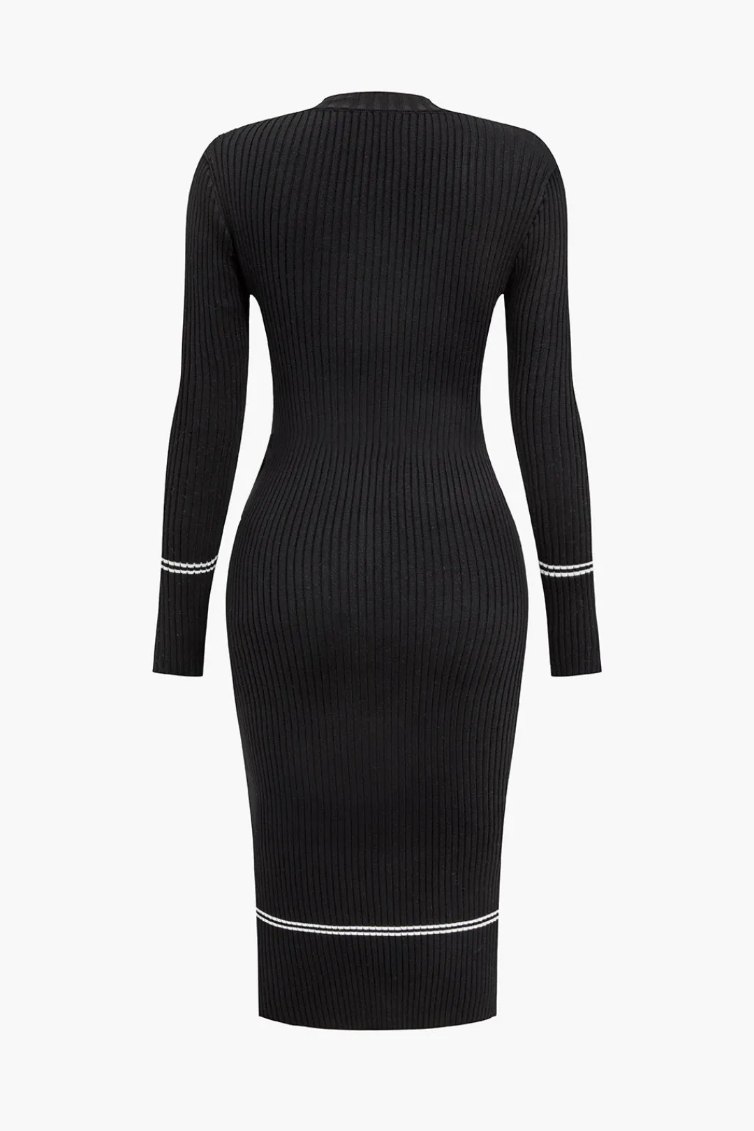 MICAS Long Sleeve Dresses|Knitwear-Button Knit Tie-Up Pocket Sweater Dress