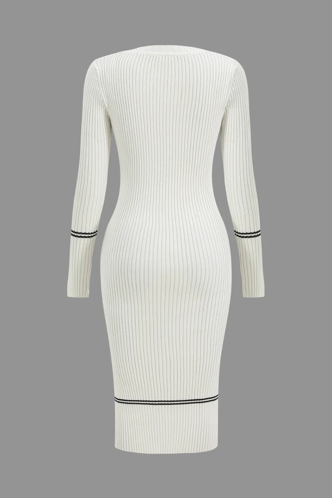 MICAS Long Sleeve Dresses|Knitwear-Button Knit Tie-Up Pocket Sweater Dress