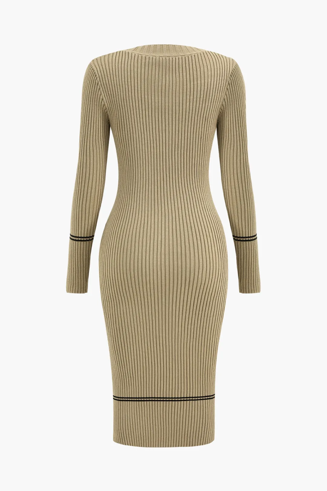 MICAS Long Sleeve Dresses|Knitwear-Button Knit Tie-Up Pocket Sweater Dress