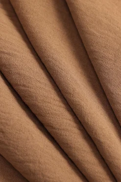 MICAS Pant Sets-Button Long Sleeve Shirt And Wide Leg Trousers Set TAN