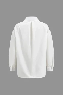 MICAS Long Sleeve Tops|Long Sleeves Tops-Button Long-Sleeve Shirt WHITE