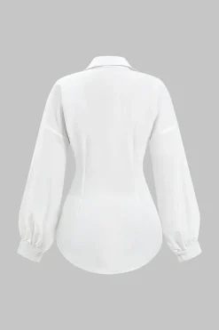MICAS Long Sleeve Tops|Long Sleeves Tops-Button Long-Sleeve Shirt WHITE