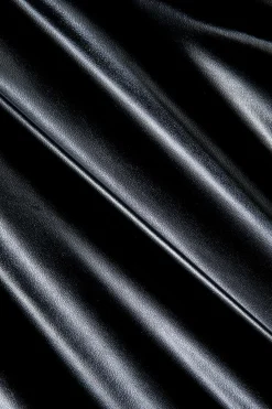 MICAS Long Sleeve Dresses|Mini Dresses-Button Patchwork Faux Leather Mini Dress BLACK