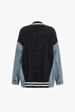 MICAS Outerwear|Knitwear-Button Patchwork Pocket Sweater Cardigan