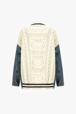 MICAS Outerwear|Knitwear-Button Patchwork Pocket Sweater Cardigan