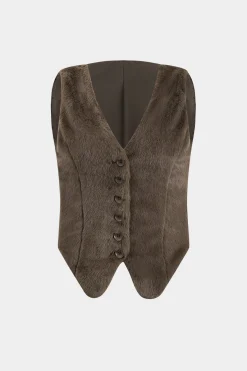 MICAS Tank Tops & Cami-Button Sleeveless Tank Tops BROWN