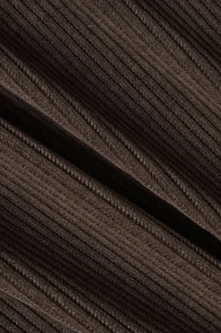 MICAS Long Sleeve Dresses|Maxi Dresses-Button V-Neck Belted Long Sleeve Corduroy Maxi Dress COFFEE