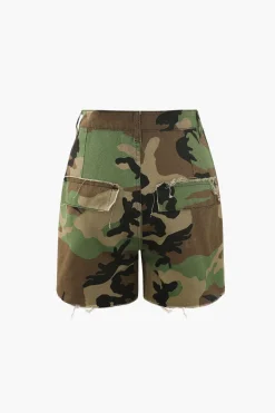 MICAS Cargo Pants|Shorts-Camo Destroyed Cargo Shorts OLIVE