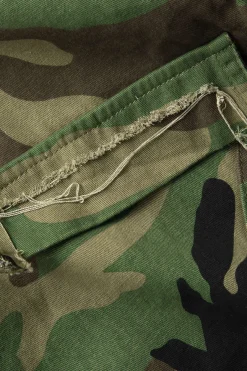 MICAS Skirts-Camo Frayed Hem Cargo Skirt