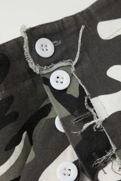 MICAS Skirts-Camo Frayed Hem Cargo Skirt