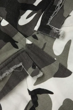 MICAS Skirts-Camo Frayed Hem Cargo Skirt