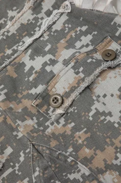 MICAS Skirts-Camo Frayed Patchwork Fringe Mini Skirt