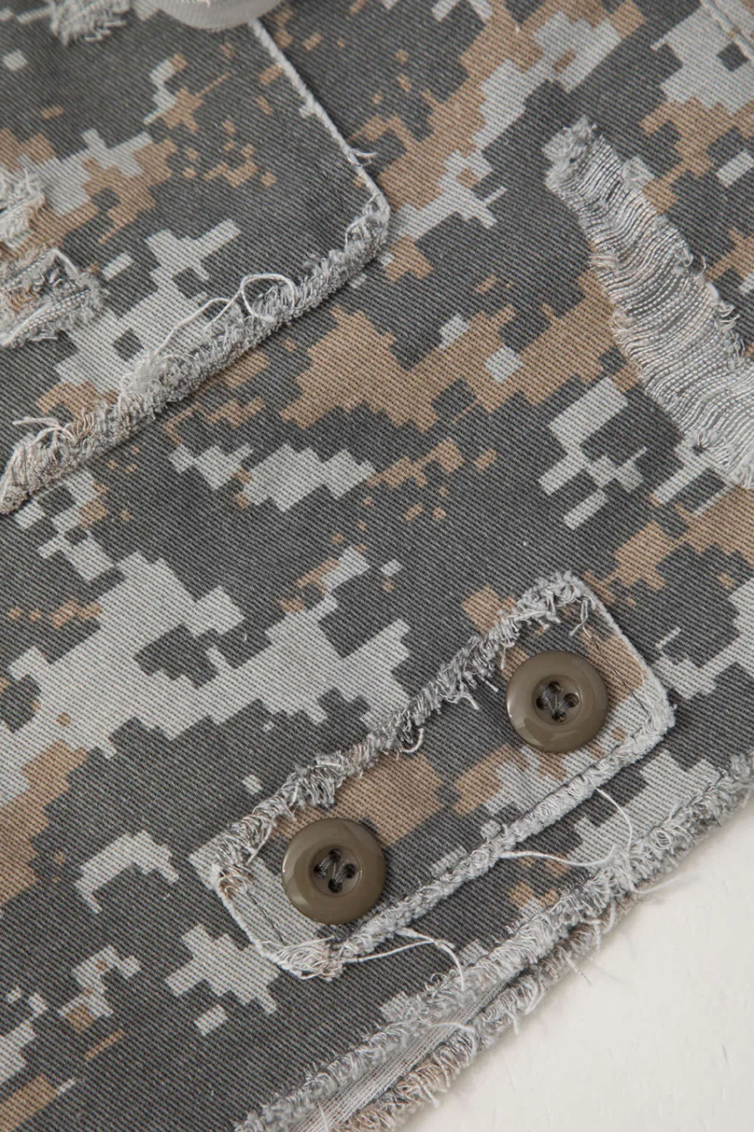 MICAS Skirts-Camo Frayed Patchwork Fringe Mini Skirt