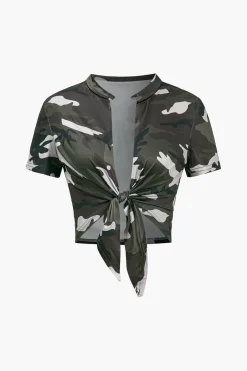 MICAS Pant Sets-Camo Print Fringe Pocket Top And Trouser Set MULTICOLOR