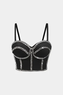 MICAS Corset & Bustier Tops-Chain Bustier Cami Top BLACK