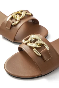 MICAS Shoes|Shoes-Chain Detail Slippers BROWN