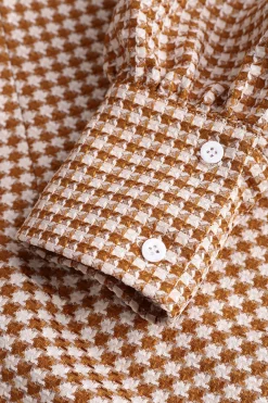 MICAS Long Sleeve Dresses|Mini Dresses-Check Print Bust Long Sleeve Mini Dress KHAKI