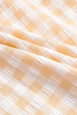 MICAS Long Sleeve Tops|Long Sleeves Tops-Checked Print Buttons Down Shirt CREAM YELLOW