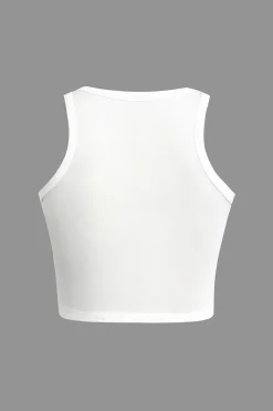 MICAS Tank Tops & Cami-Cherry Print Crop Tank Top WHITE