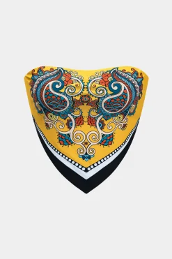 MICAS Swimwear-Chinoserie Print Contrast Color Block Tie-Up Bikini Set ORANGE