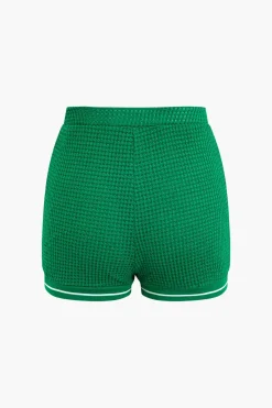 MICAS Short Sets-Collar Crop Top And Short Sets GREEN