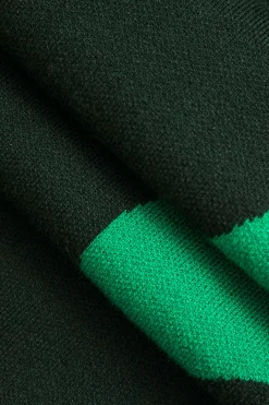 MICAS Knitwear|Knit Dresses-Color Block Asymmetrical Sweater Dress DARK GREEN