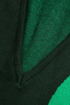 MICAS Knitwear|Knit Dresses-Color Block Asymmetrical Sweater Dress DARK GREEN